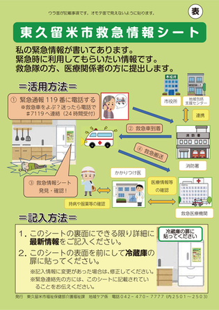 救急情報シート（表）