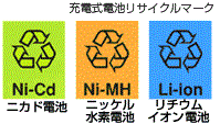 小型充電式電池のリサイクルマーク