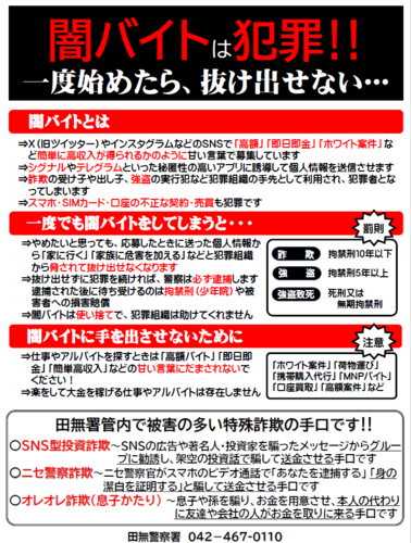 問い合わせ　田無警察署