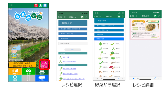 アプリ「野菜レシピ」の画面例